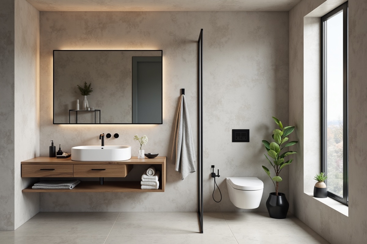 Modern DFW bathroom showing mirror and sink with contemporary design coordination that reflects the visual principles used to style a black frame shower enclosure effectively