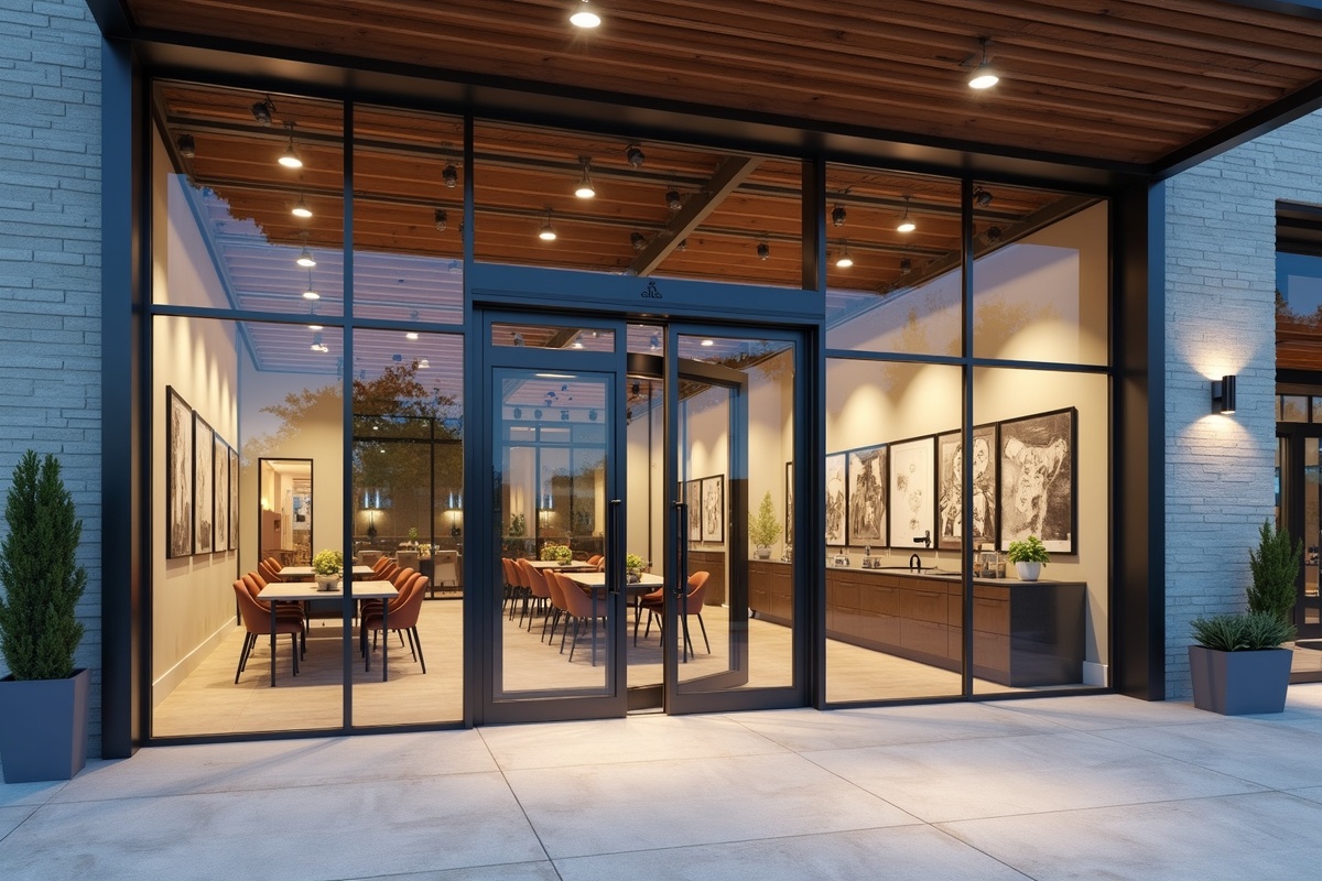 Completed commercial glass installation in a DFW mixed-use building showing storefront entry system and interior glass walls