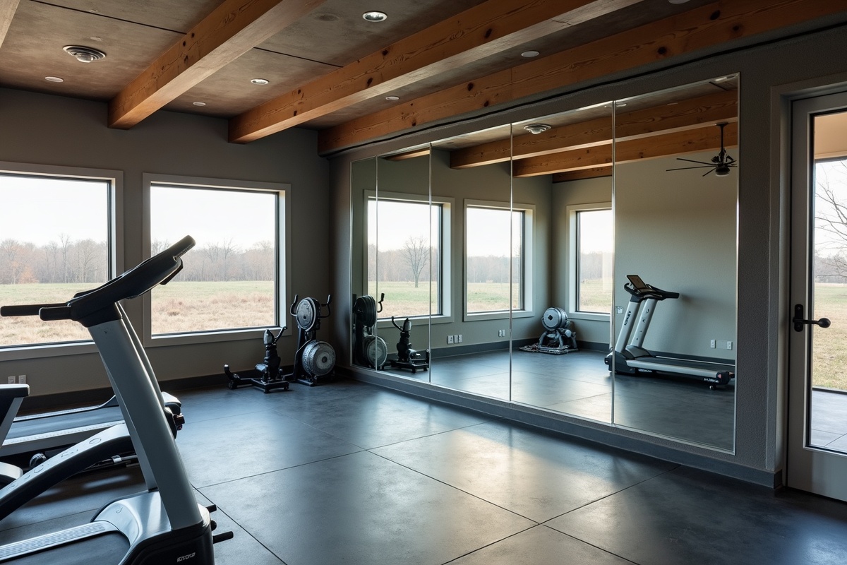 Custom full-wall mirror installation in a McKinney TX home gym covering the workout wall with polished edges and professional mounting