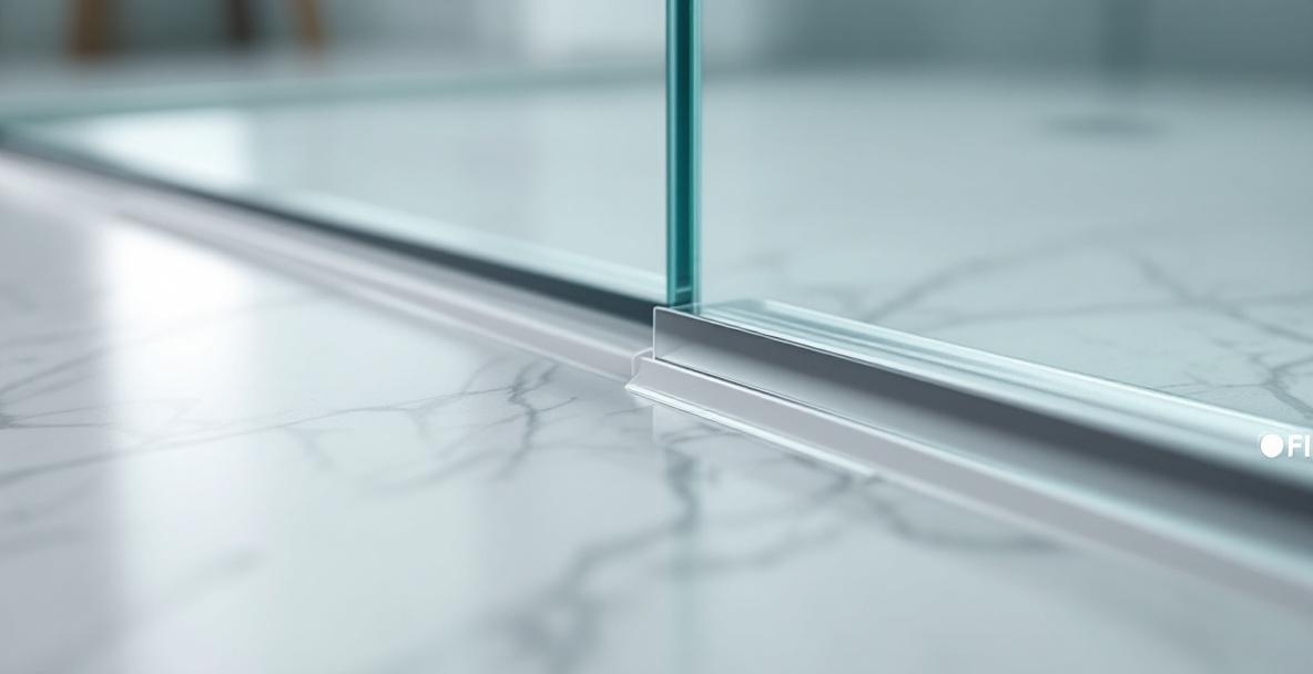 Clean white shower head inside a modern frameless glass shower where correctly sealed door gaps keep water contained during daily use in a DFW home