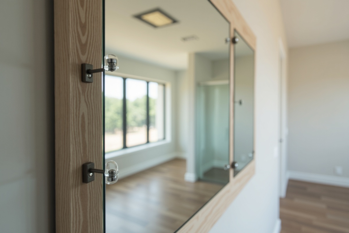 Full wall mirror installation process showing panel alignment and J-clip anchoring during professional installation in a DFW home