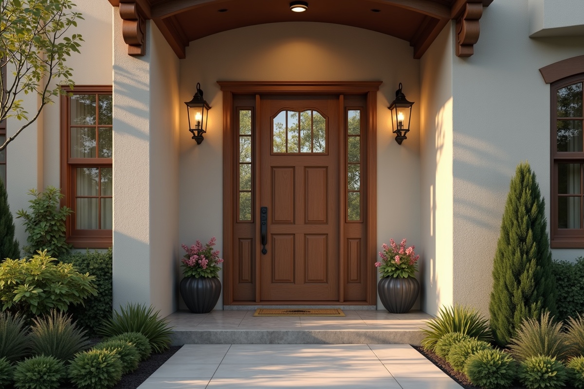 Townhouse entrance door with glass panels and sidelight glass allowing light into the foyer while preserving traditional exterior character