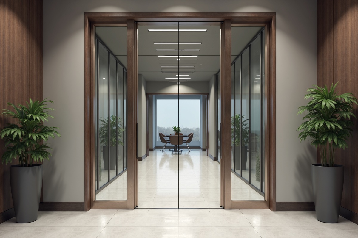 Aluminum-framed glass office door in a Dallas TX commercial office building with sidelite panels creating an executive suite entrance