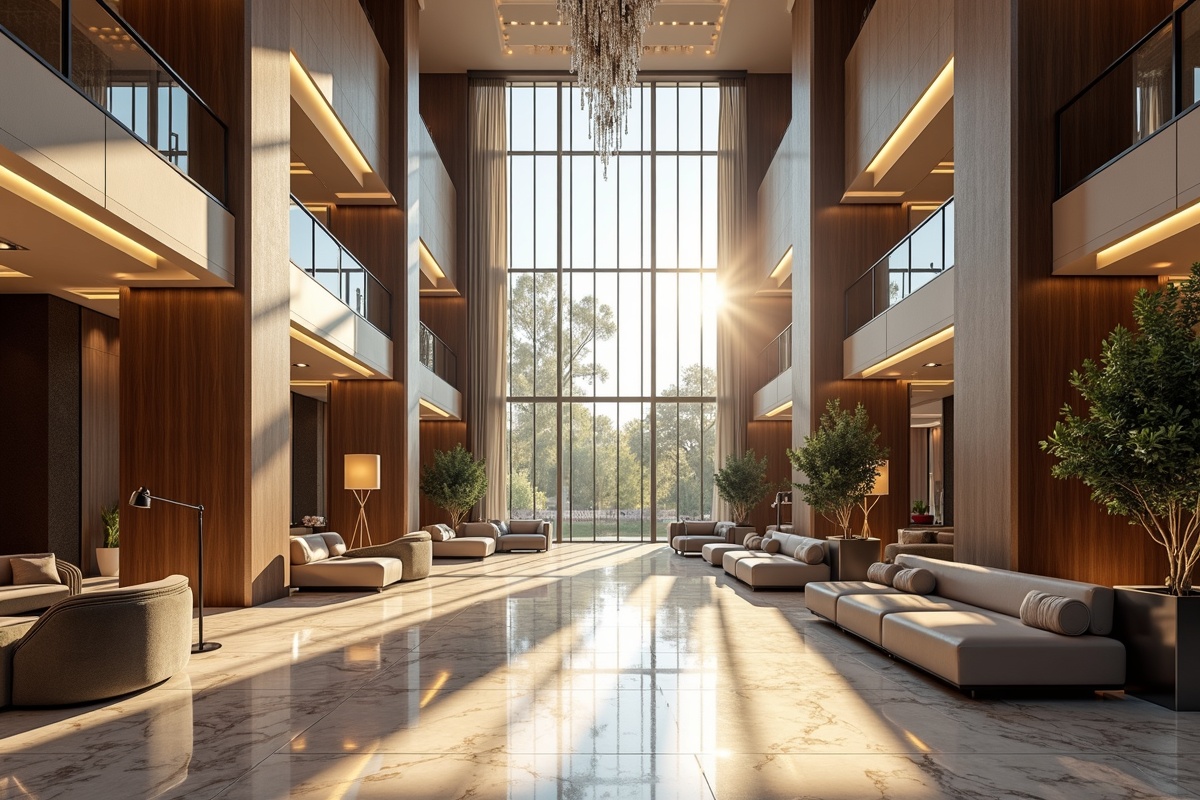 Spacious luxury hotel lobby interior showing elegant seating with glass architectural features and natural lighting characteristic of Texas hospitality glass installations