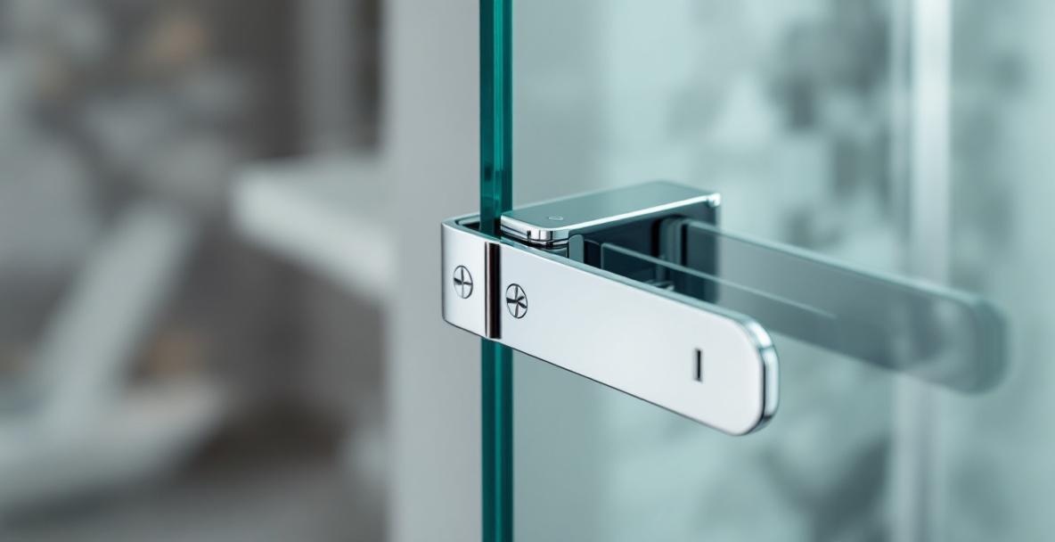 Modern bathroom showcasing a frameless pivot shower door with clear glass and chrome hardware as the centerpiece of a luxury bathroom renovation