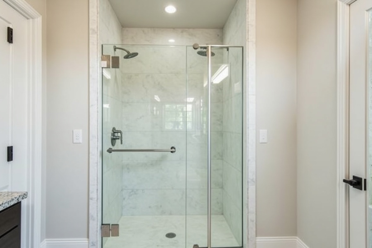 Comparison of frameless and semi-frameless shower enclosure hardware in a Keller TX bathroom showing the visual difference between the two configurations