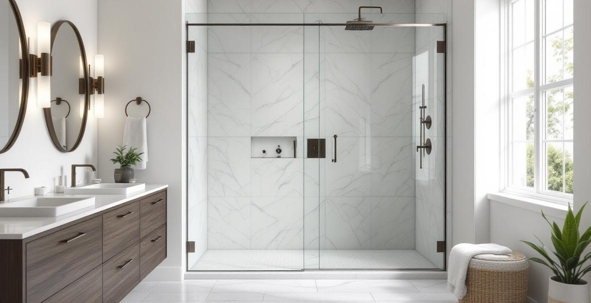 Glass fabrication shop with professional cutting equipment for shower enclosures and custom glass in Texas