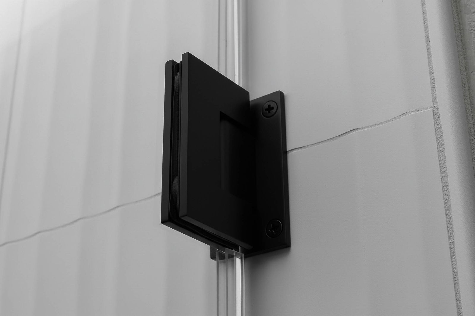 Wall-Mount Hinge in Matte Black finish — Infinity Glass & Glazing shower hardware